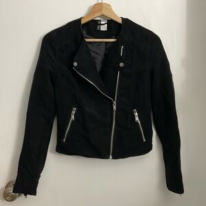 H&M black faux suede jacket - size 4